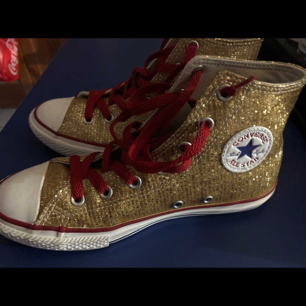 Converse hi top all star gold glitter sneakers